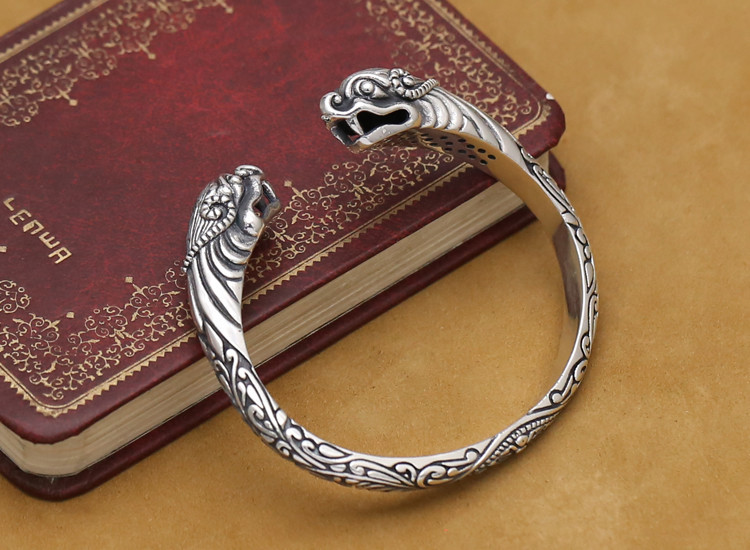 Viking Fenrir Pengan pure Solid 925 Sterling Silver Handmade Warriors Bracelet
