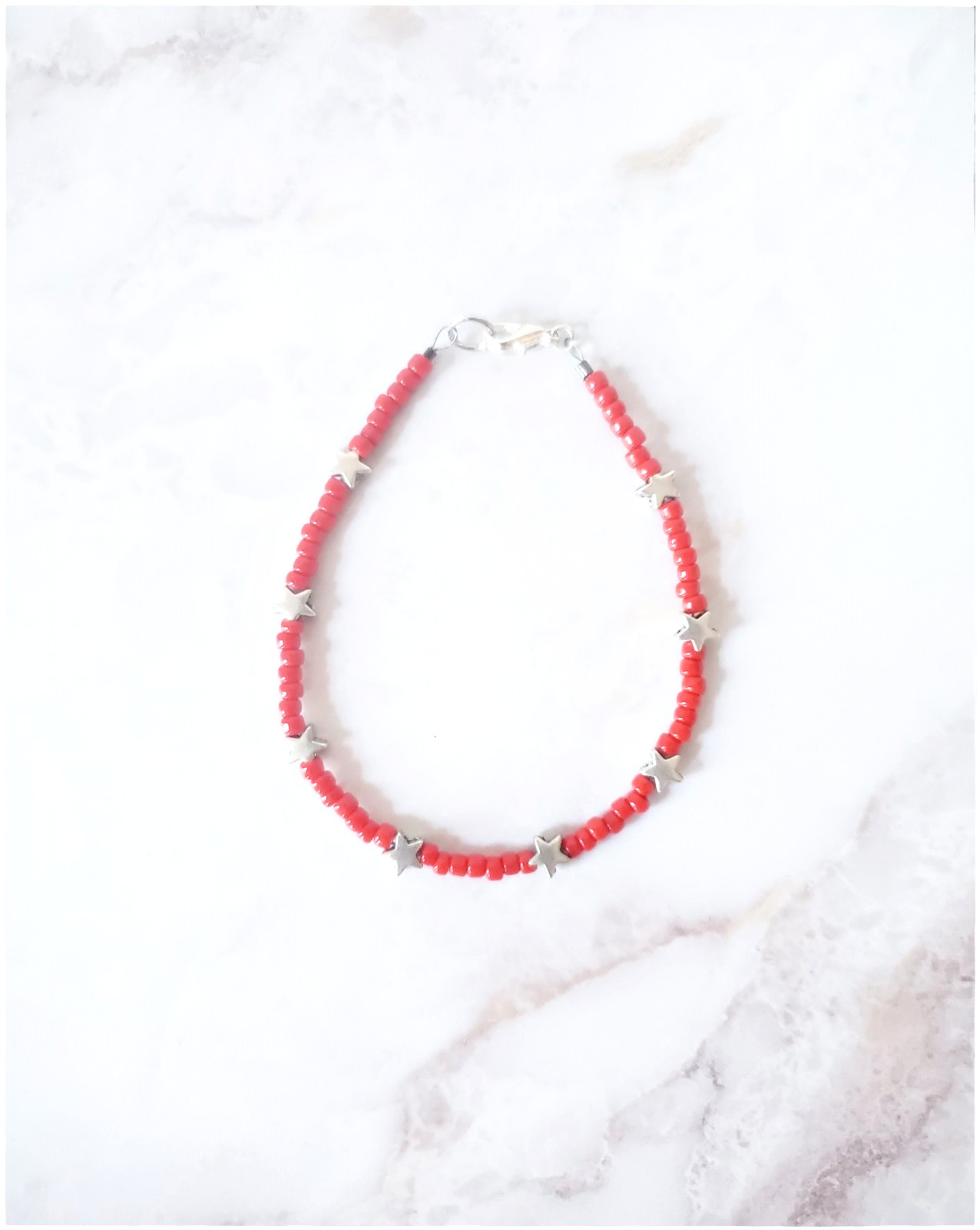 Star Seed Bead Clasp Bracelet USA Elegant Preppy Stackable Bracelets