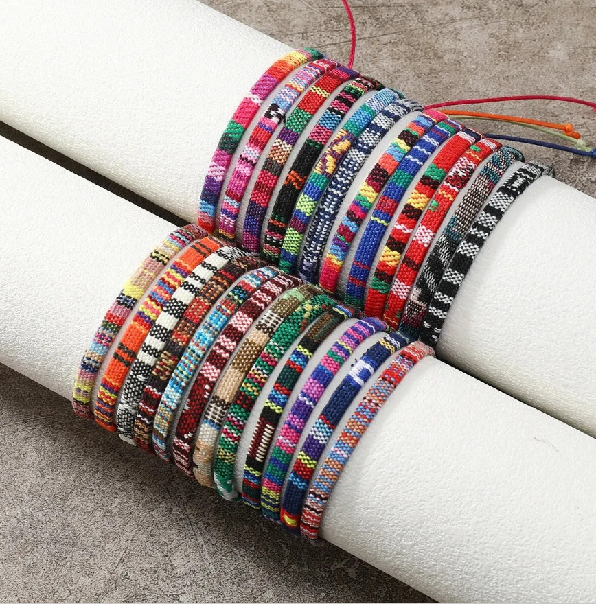 24pcs Bohemian Style Braided Friendship Bracelets Colorful Summer Set – NEW