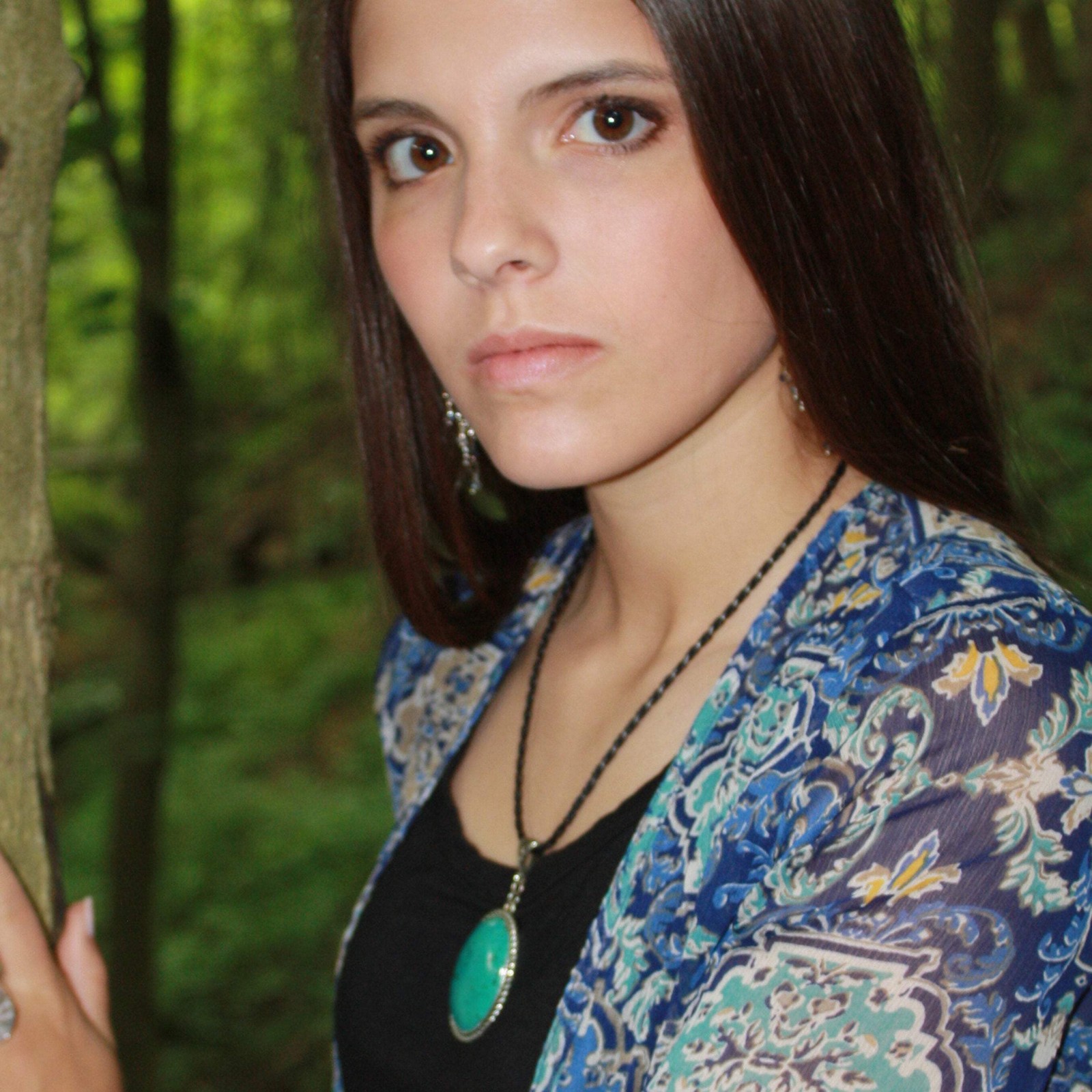 Oval Turquoise Gemstone Necklace on Leather Cord