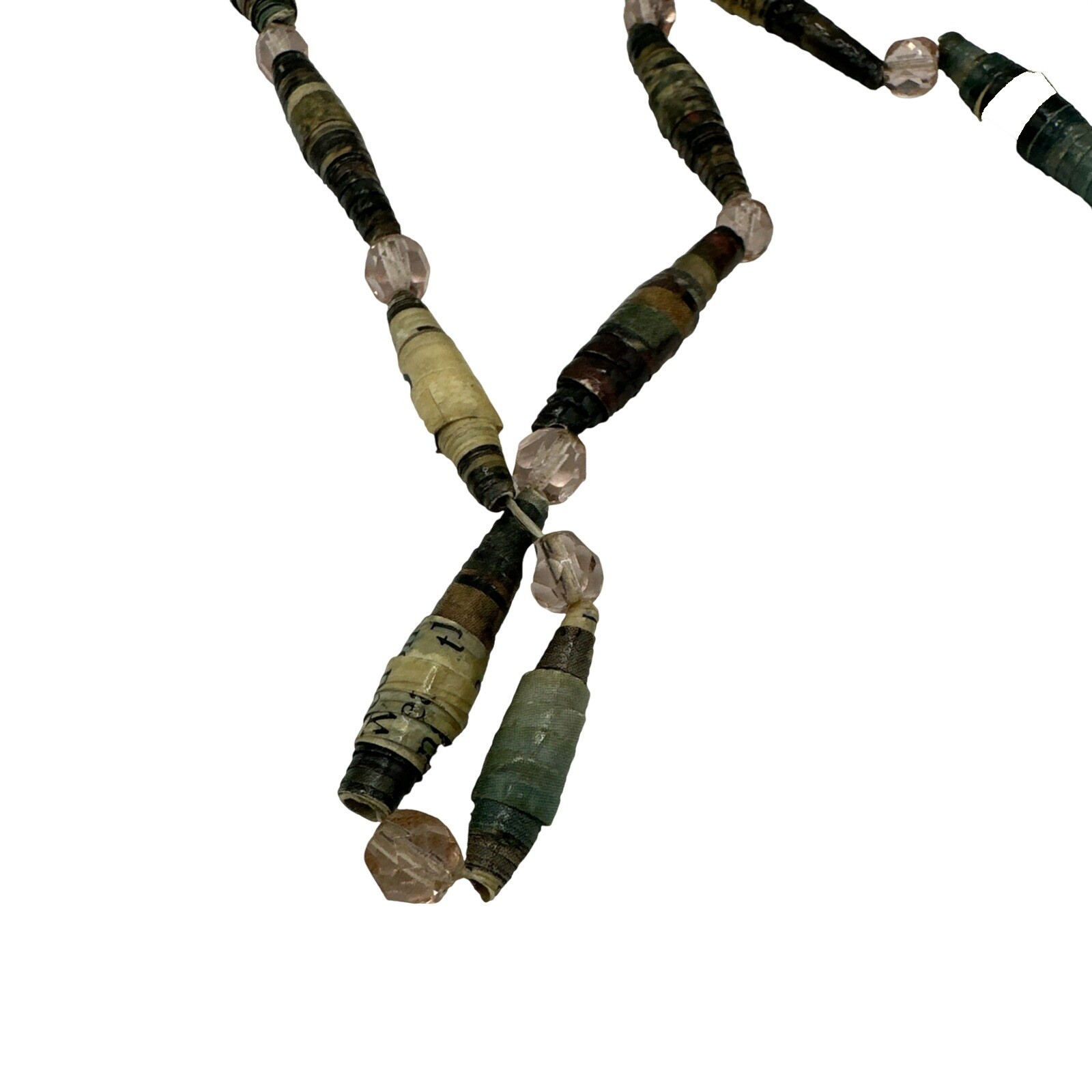 Necklace Rolled Paper Recycled Slide Multicolor Boho Handmade Wearable Art