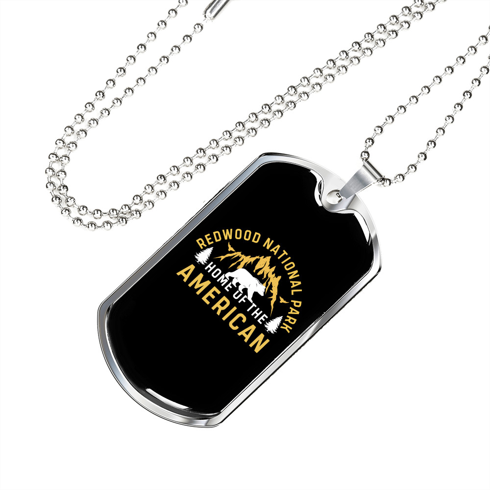 Camper Necklace Home of The American Necklace Stainless Steel or 18k Gold Dog T