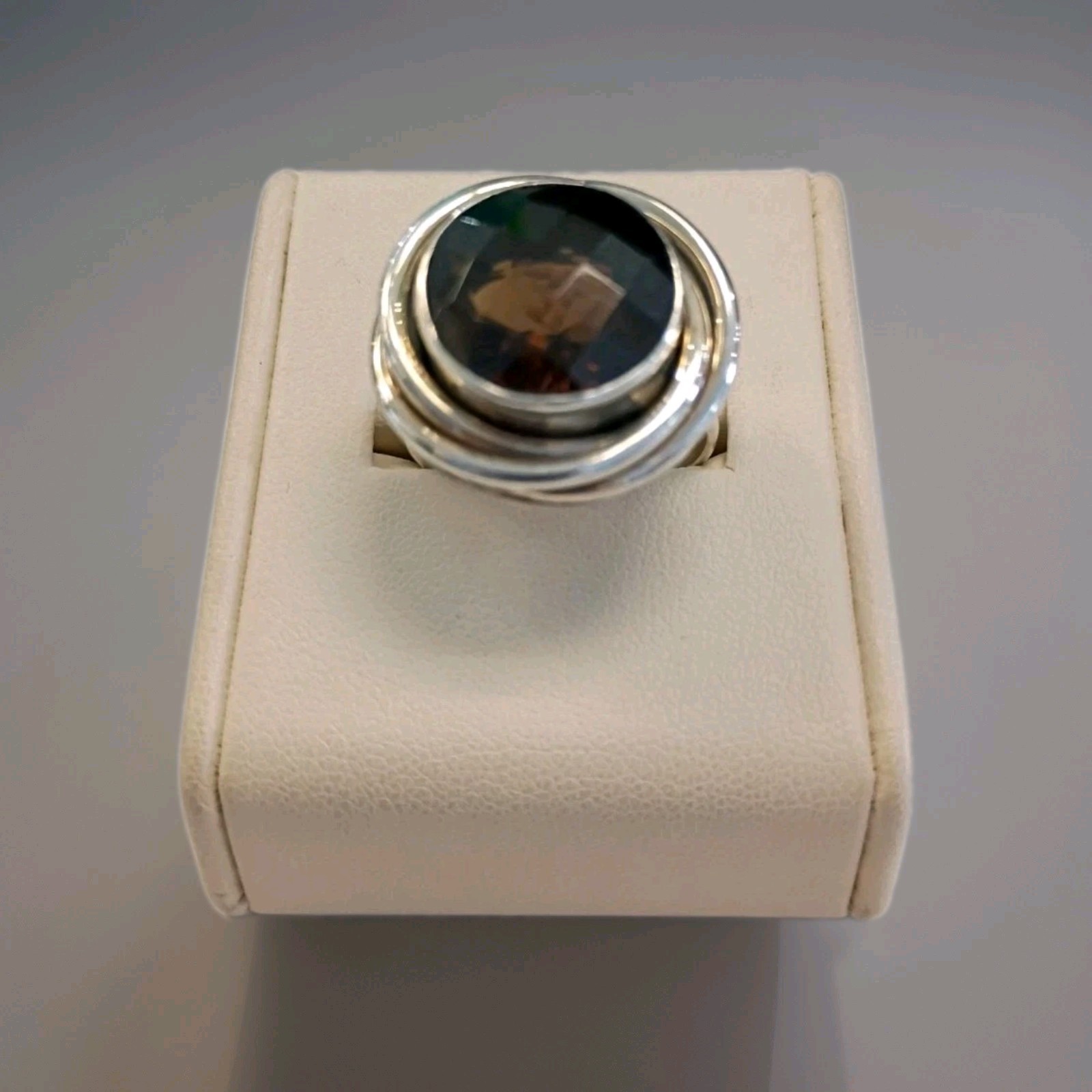Nicky Butler Sterling Silver 925 Ring Size 10 Smokey Quartz Triple Loop Bezel