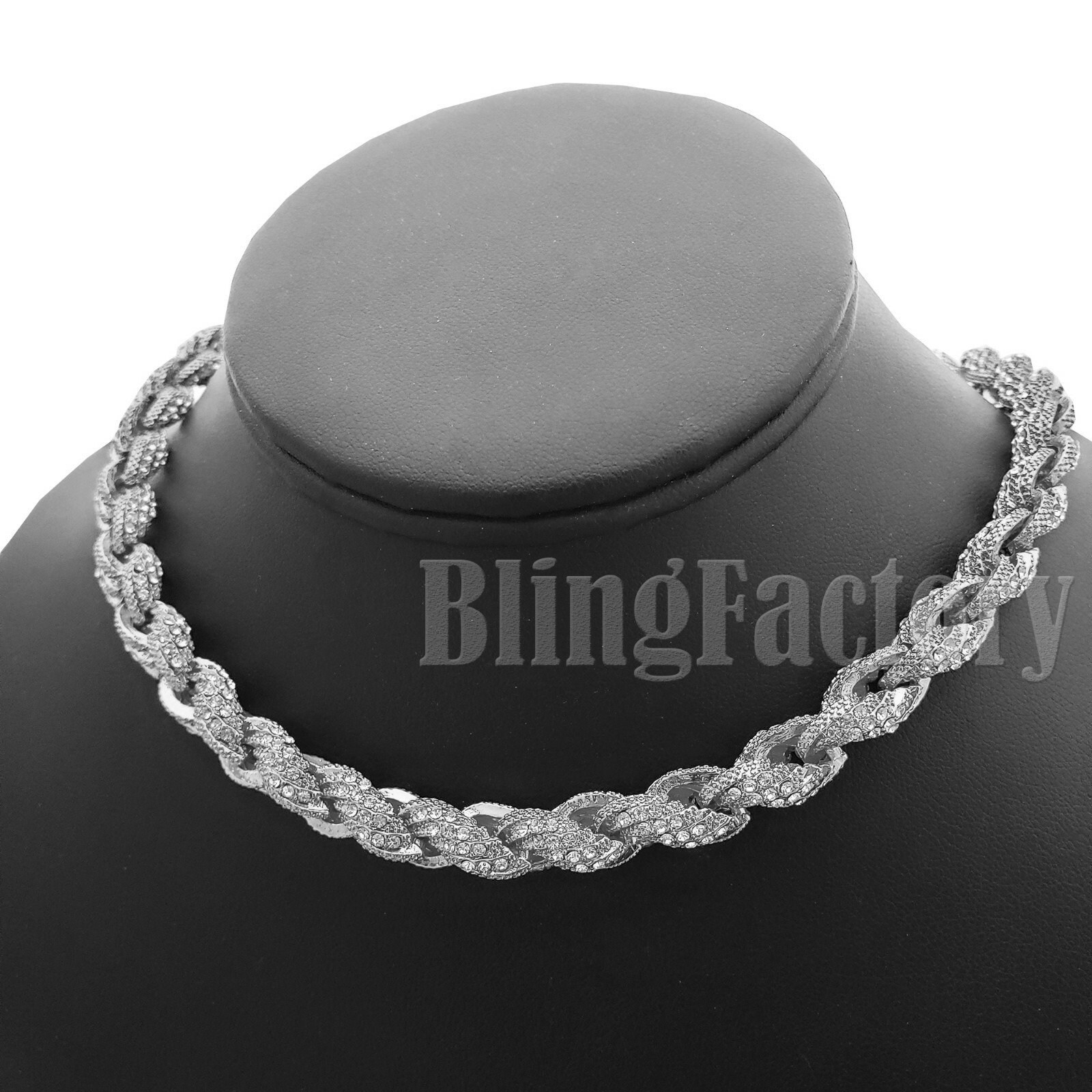 Rapper’s Hip Hop Full Iced 9mm 8.5″, 16″,18″, 20″ Rope Choker Chain Necklace