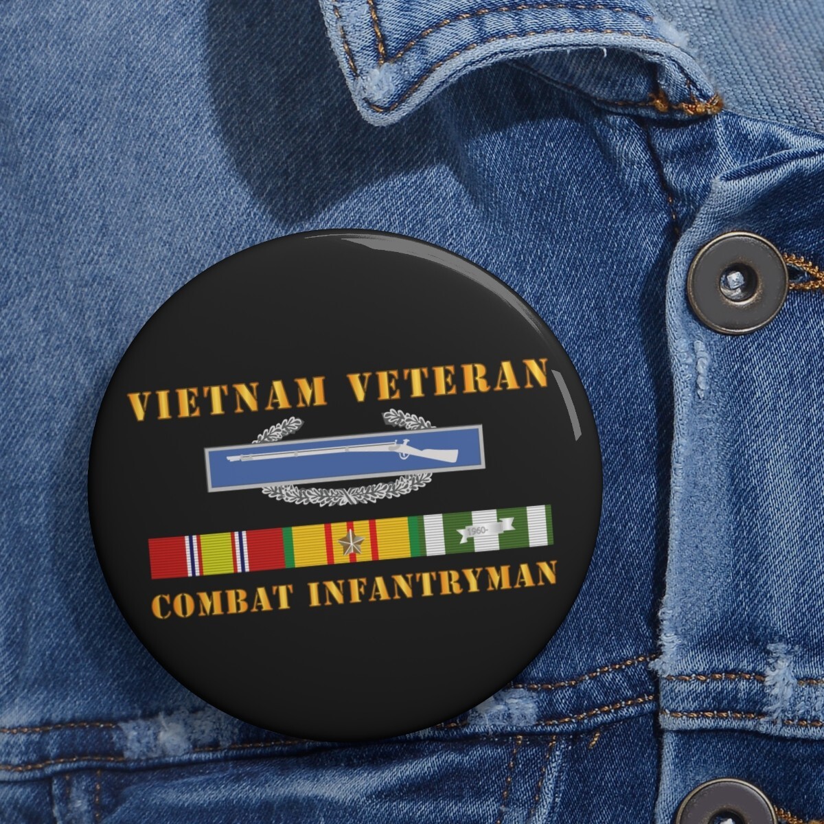 Pin Buttons – Vietnam Veteran – Cbt Infantryman w CIB VN SVC
