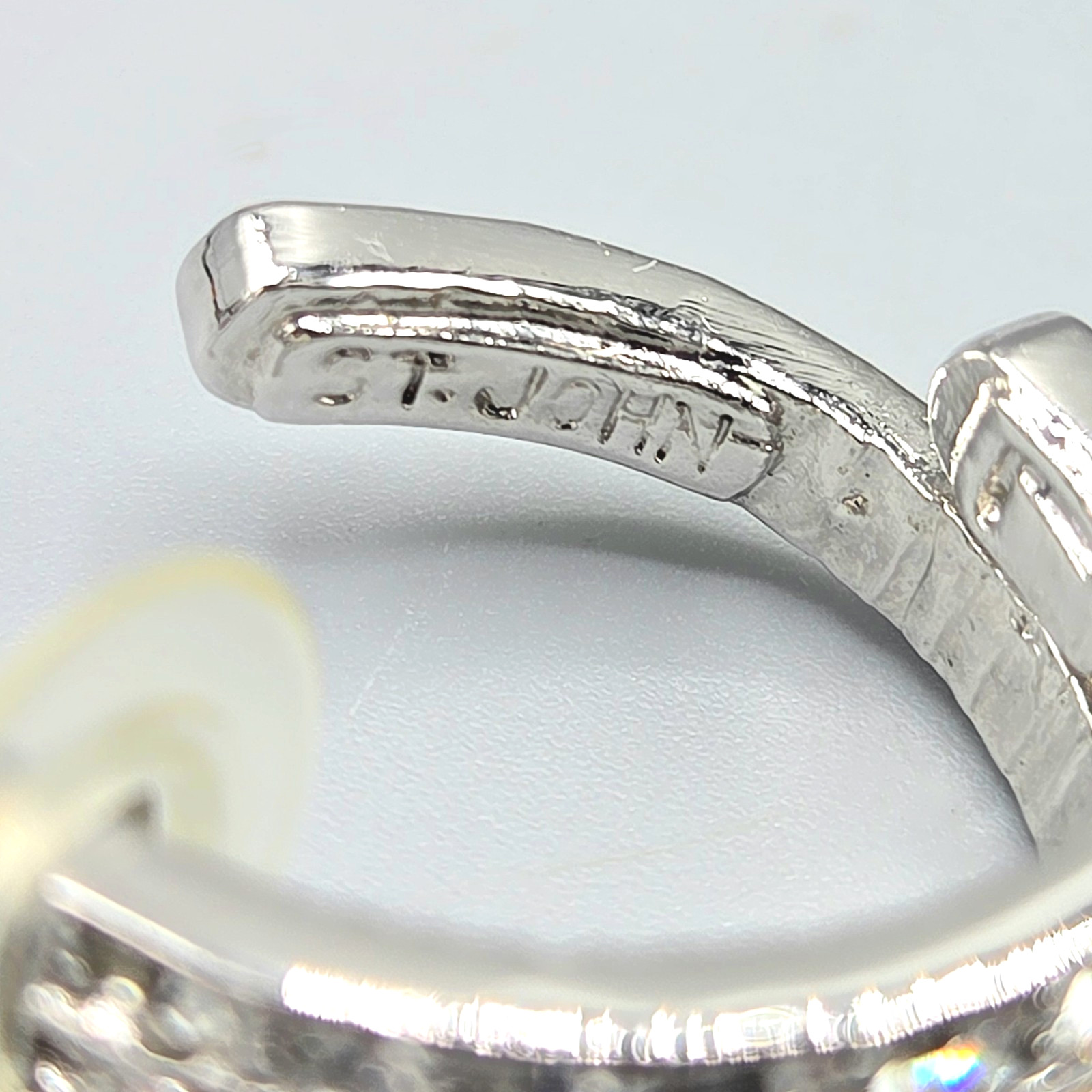 St. John Crystal Pave Rhodium Plate Triple Huggie Hoop Post Earrings
