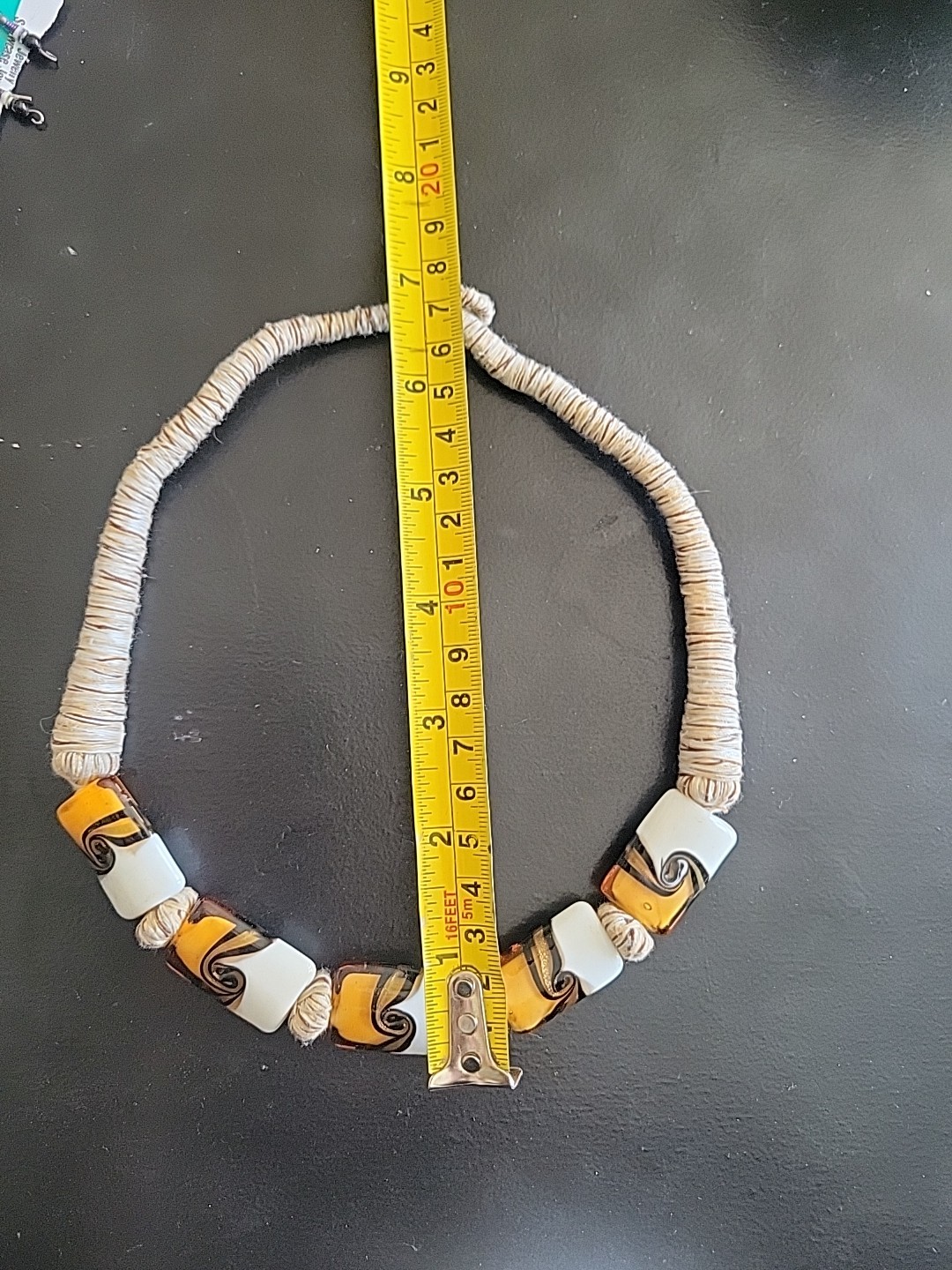 Murano Glass Necklace White Brown Beautiful Short