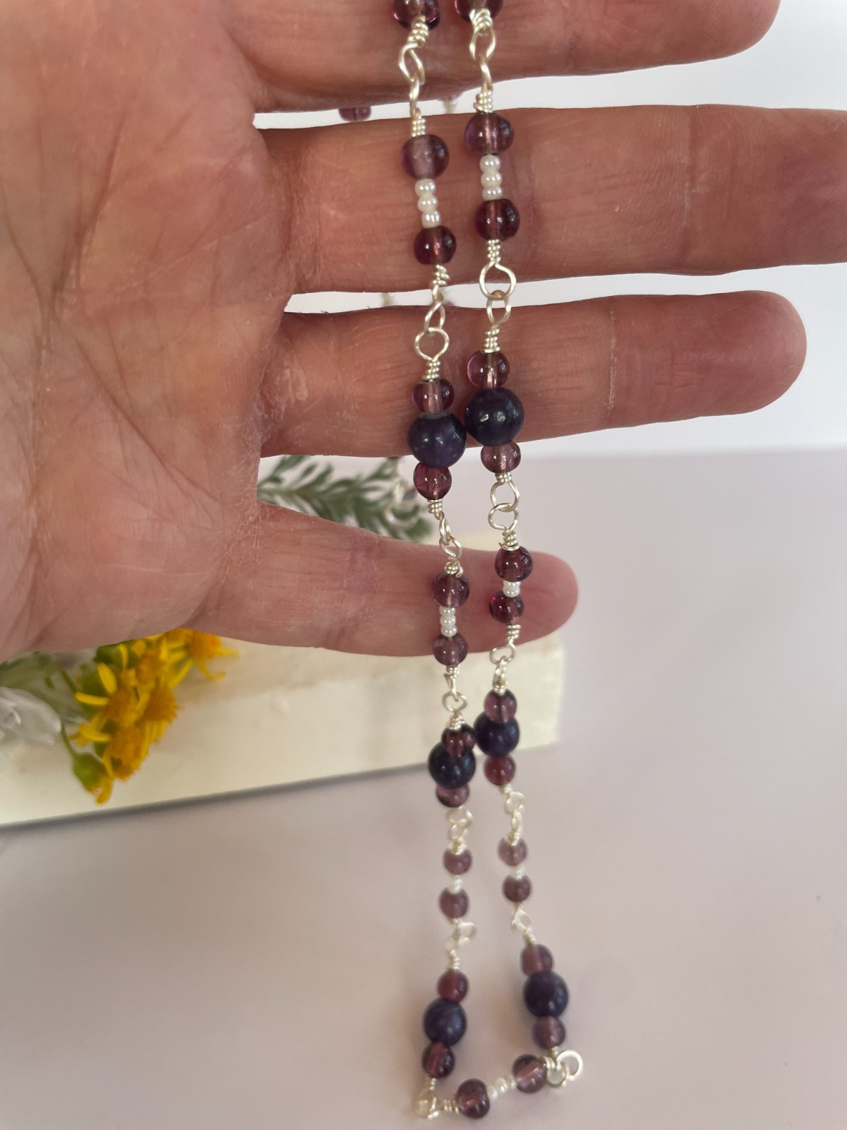 Dark Purple Glass Beaded Necklace – All proceeds donated to wild animal rescue