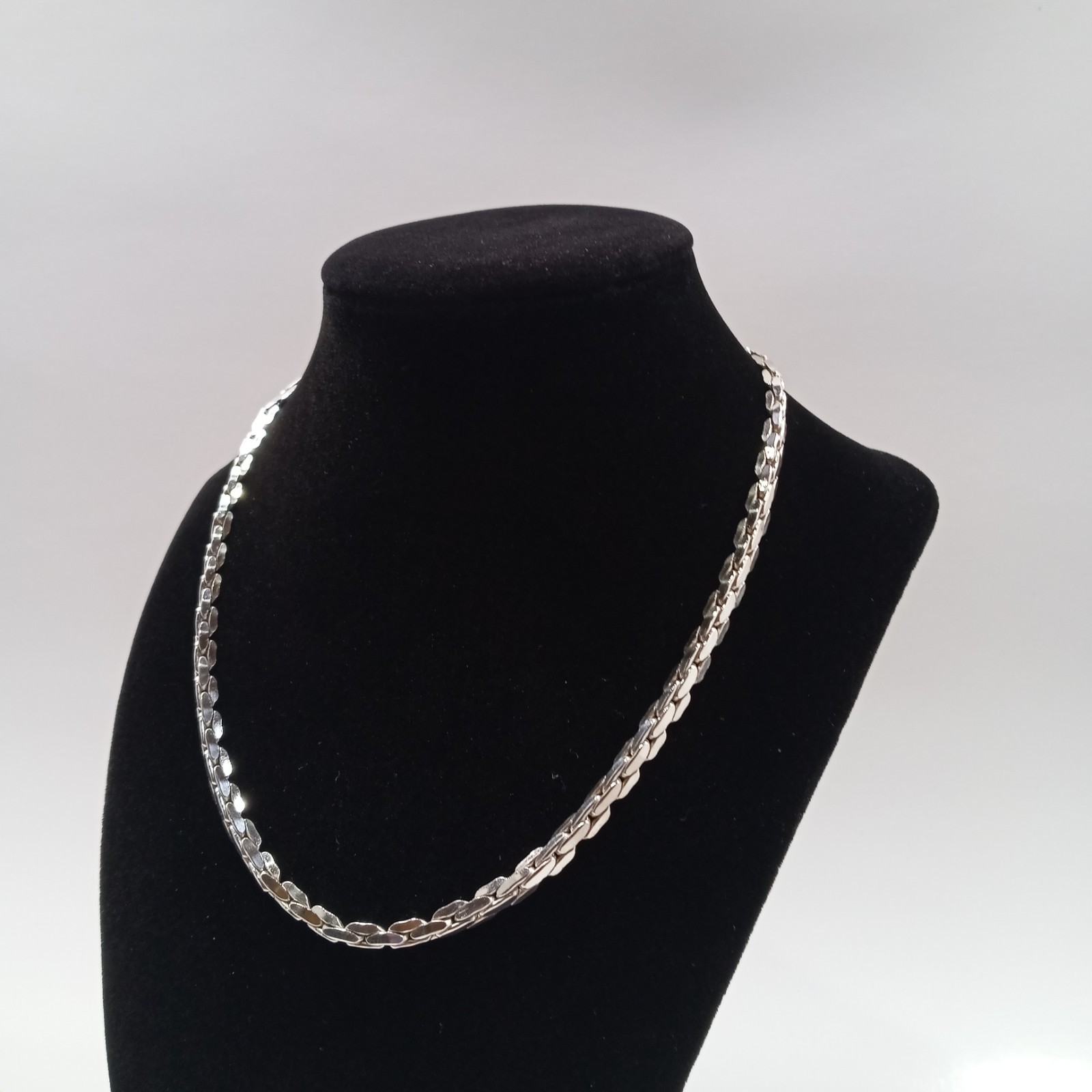 Sterling Silver 925 S Link 3-D Necklace 17.5″ Heavy