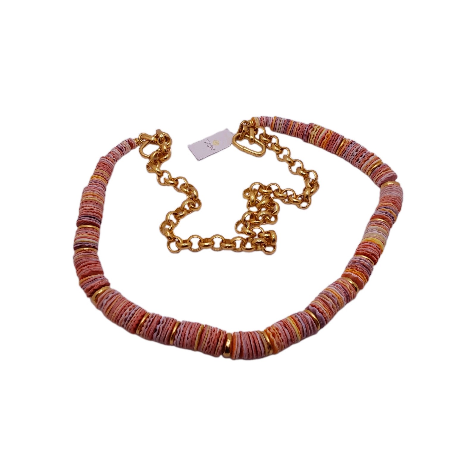 Kendra Scott Beautiful Lila Necklace in Vintage Gold Coral and Pastel Shells..