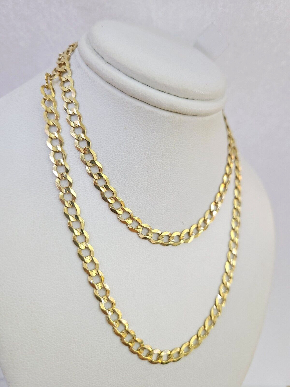 Solid 10k Gold Chain 22 Inch Necklace Cuban Curb Link 5mm REAL 10KT