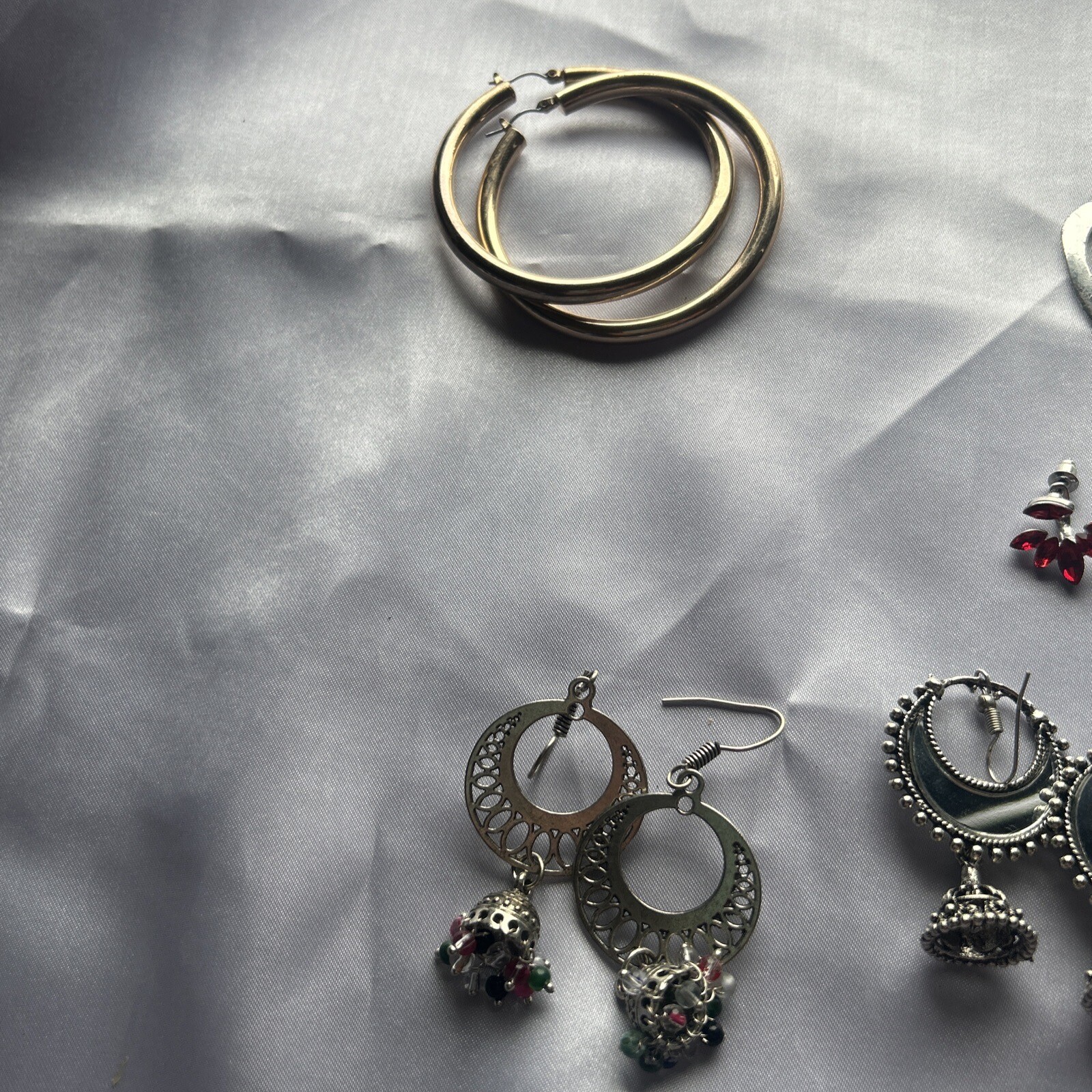 Lot of Women’s Earrings 9 Pairs of Mix Hoop Dangle and Post Earrings