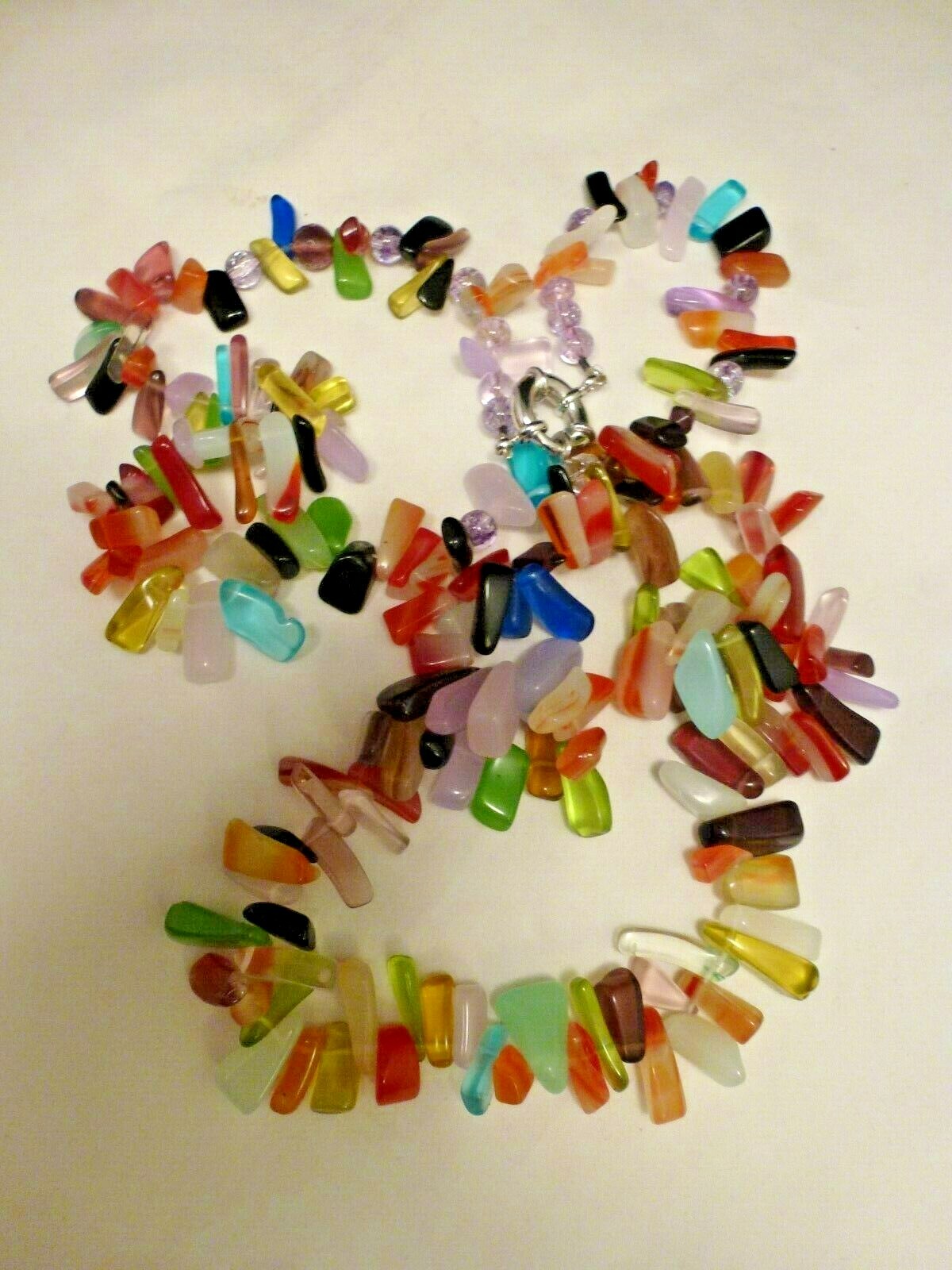 AUTHENTIC Rainbow Party Mixed Stone Necklace Festive Casual Multi color 38″
