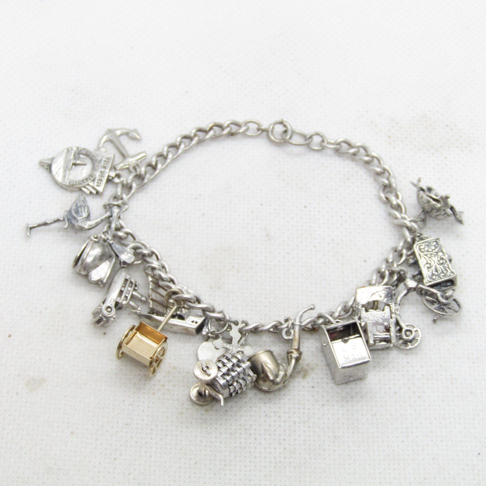 Sterling Silver 925 Transportation Charm Bracelet 7.25″ K6798