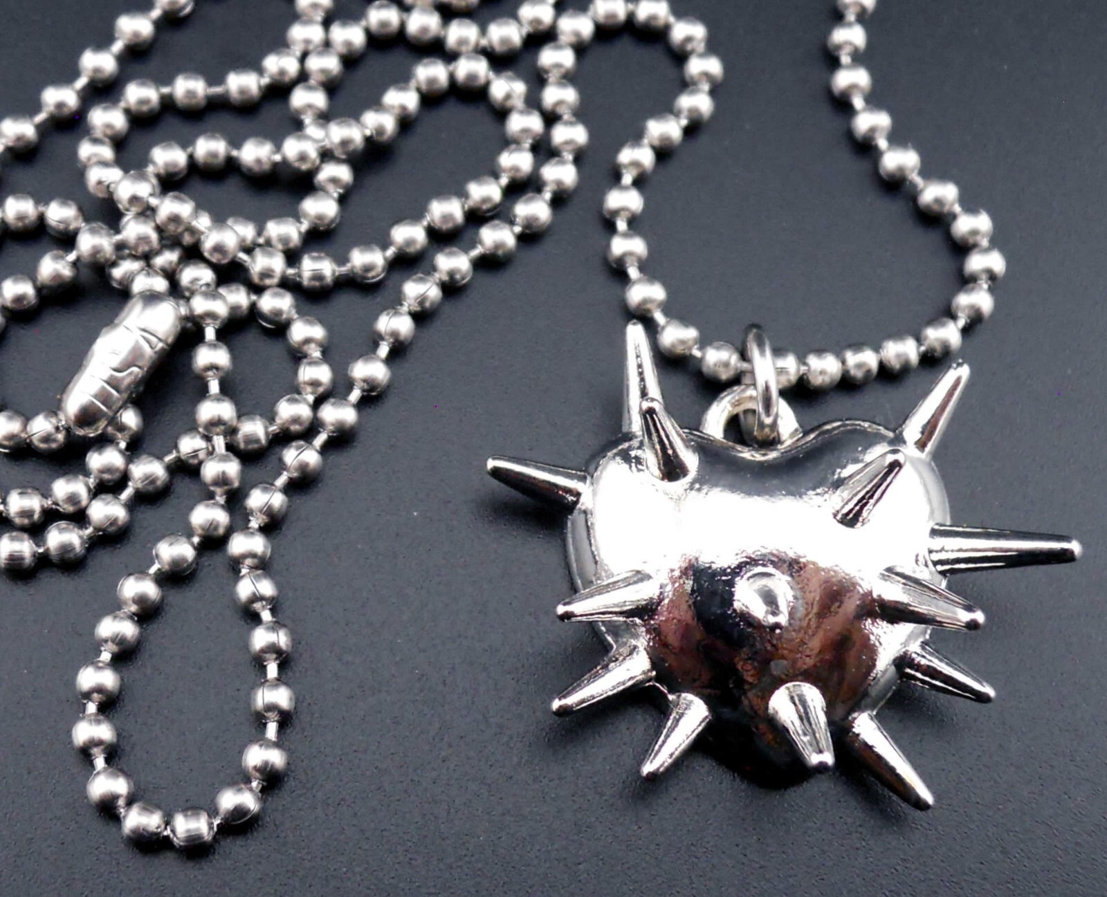 Spiked Heart Necklace Stainless Chain New Pendant Gothic Thorns Jewelry Spikes