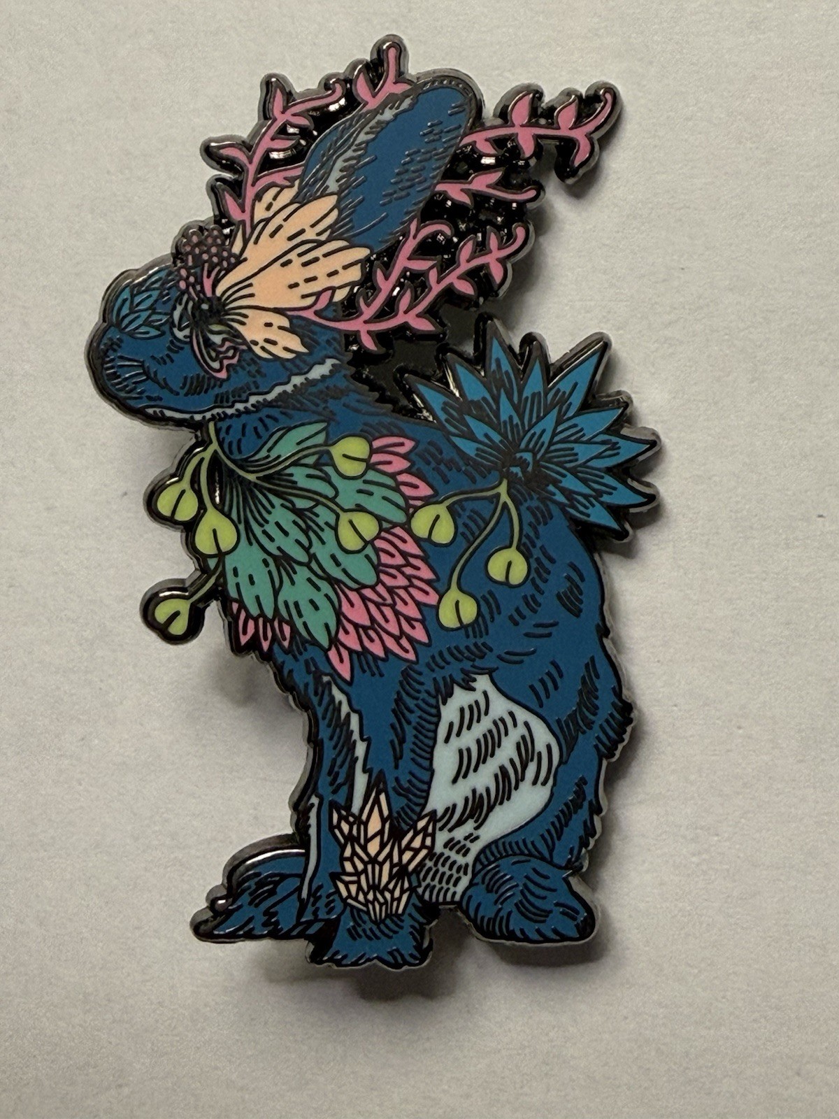 Matt Miller Floral Rabbit Enamel Pin Large Botanical Bunny Art Collector Pin