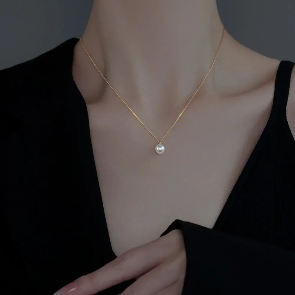 Elegant Style Imitation Pearl Pendant Necklace Adjustable Clavicle Chain