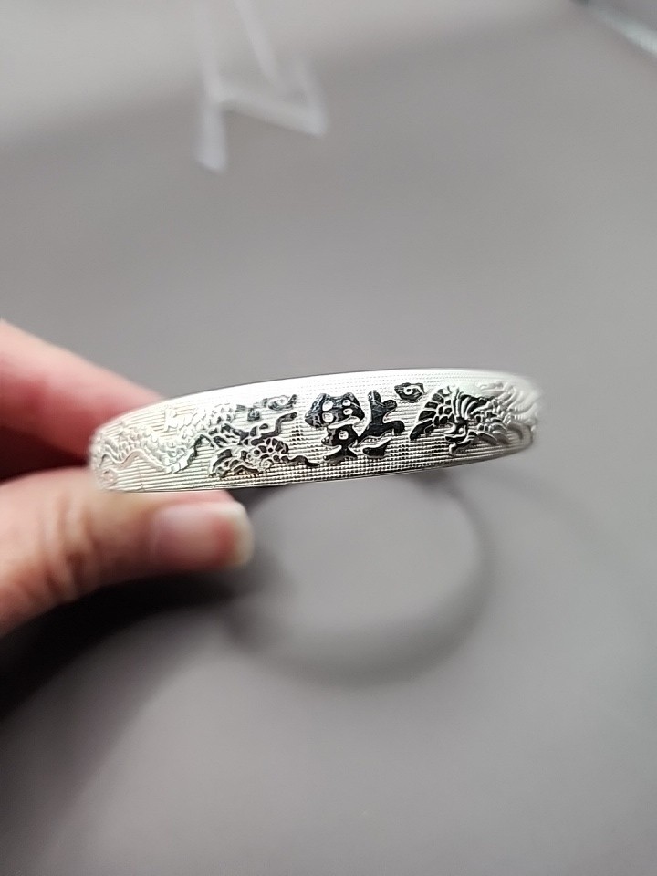 925 Silver Plated Adjustable Bangle Bracelet Women Fashion Jewelry