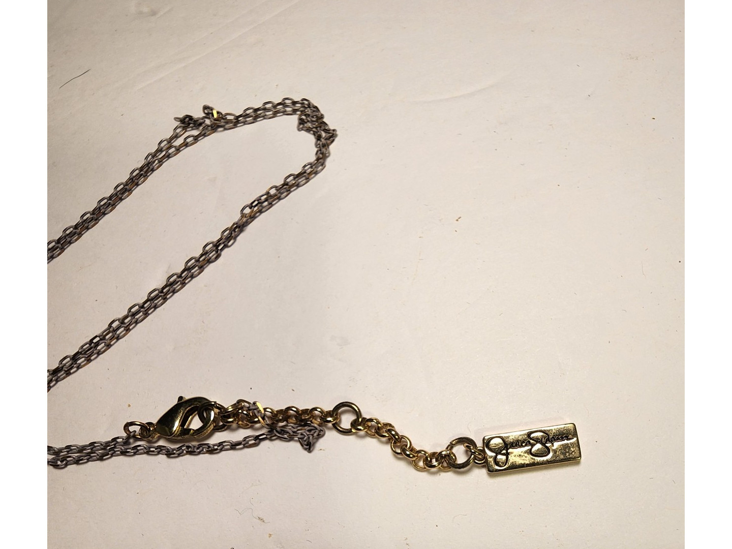 Jessica Simpson Tassel Statement Dangle Silver Necklace Adjustable 50 strands