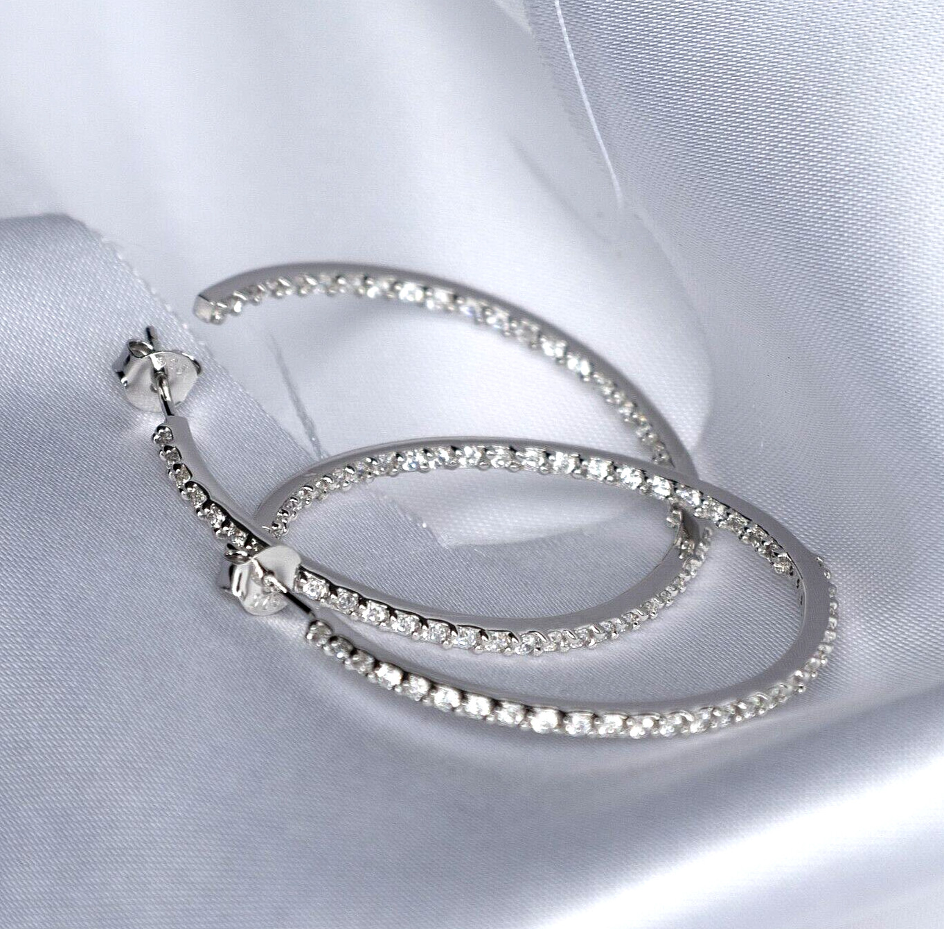 1.5″ Cubic Zirconia Hoop Earrings Real 925 Sterling Silver ANTI-TARNISH QVC