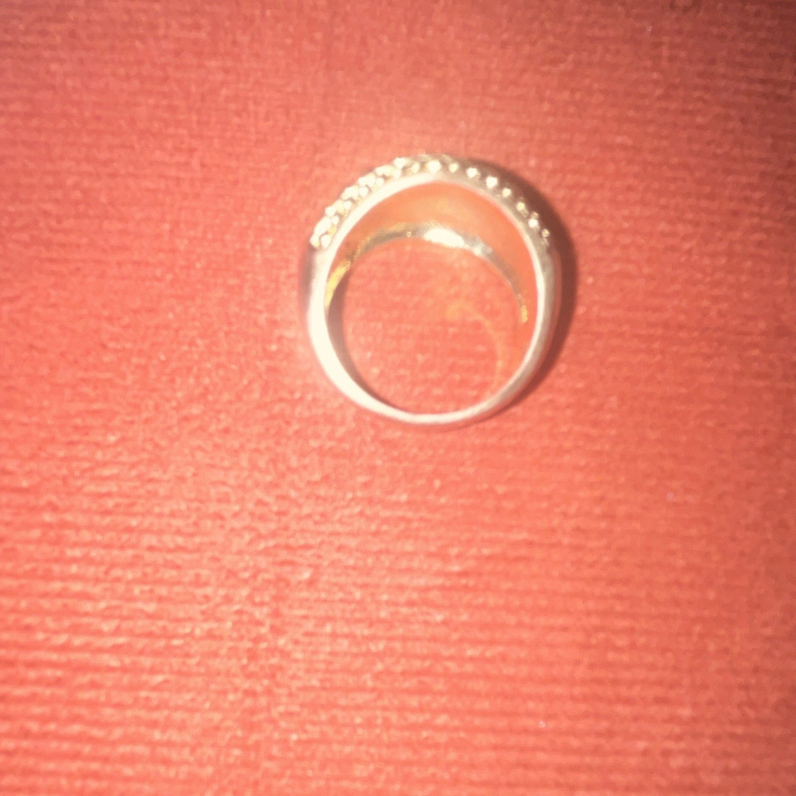 Copper Oval Ribbed Dome Band Ring Size 8, Metal Material, No Stone