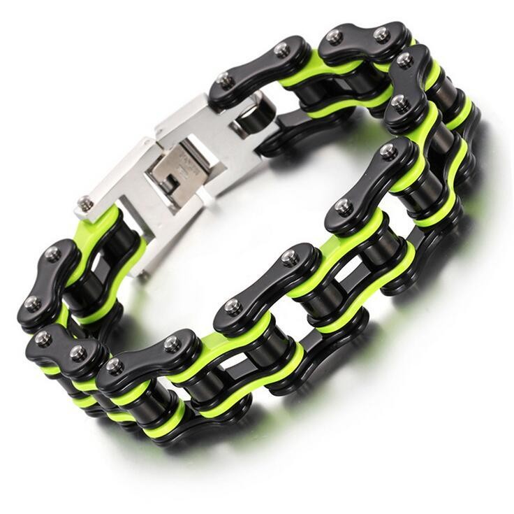 Mens Bracelets Biaker Motorcycle Chain Link Bracelet Punk Stainless Steel Gift