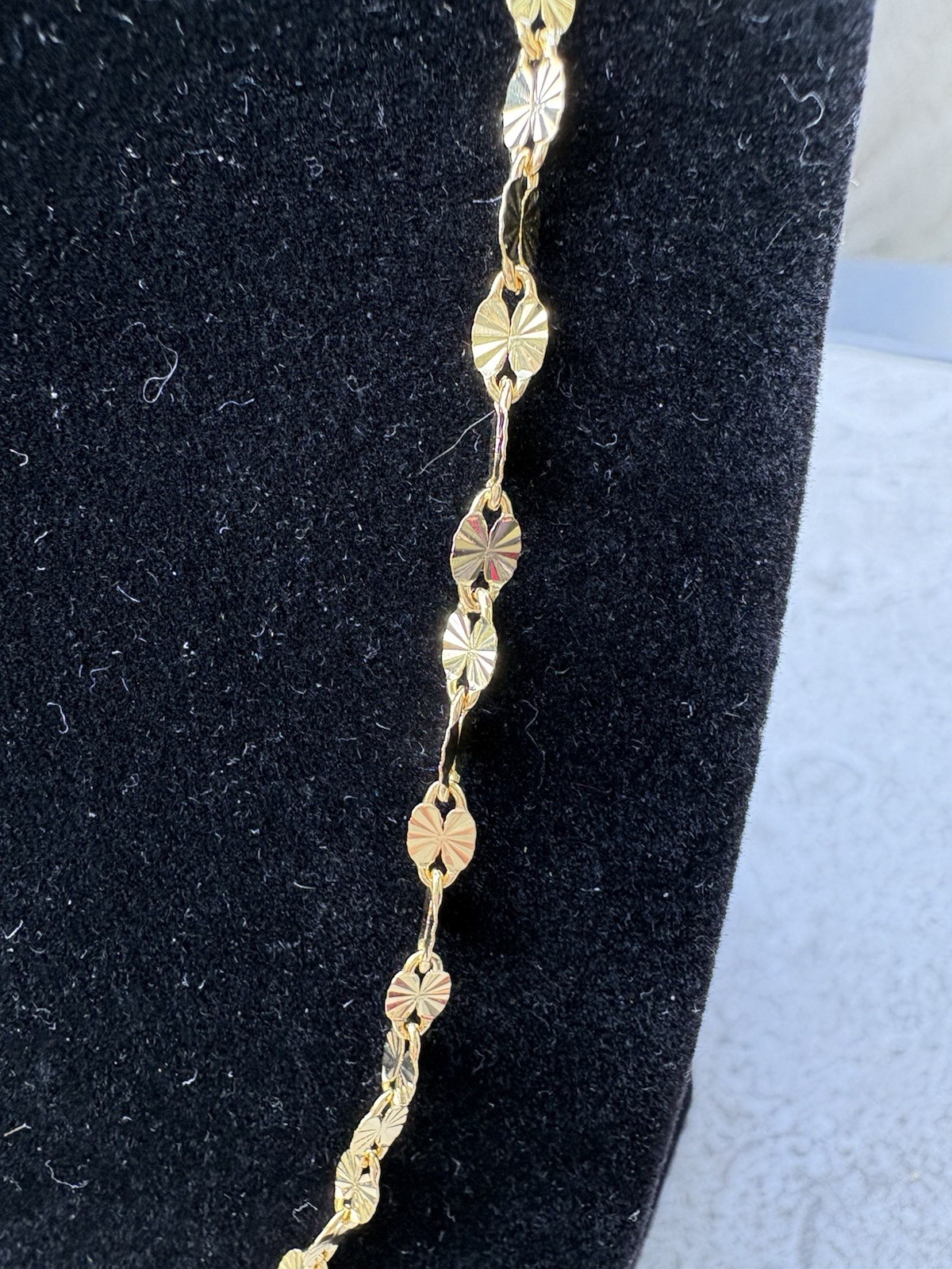 18k Yellow Gold over Bronze 3.5mm Sunburst Mirror Link 18 Inch Chain 3.16 Gm NEW