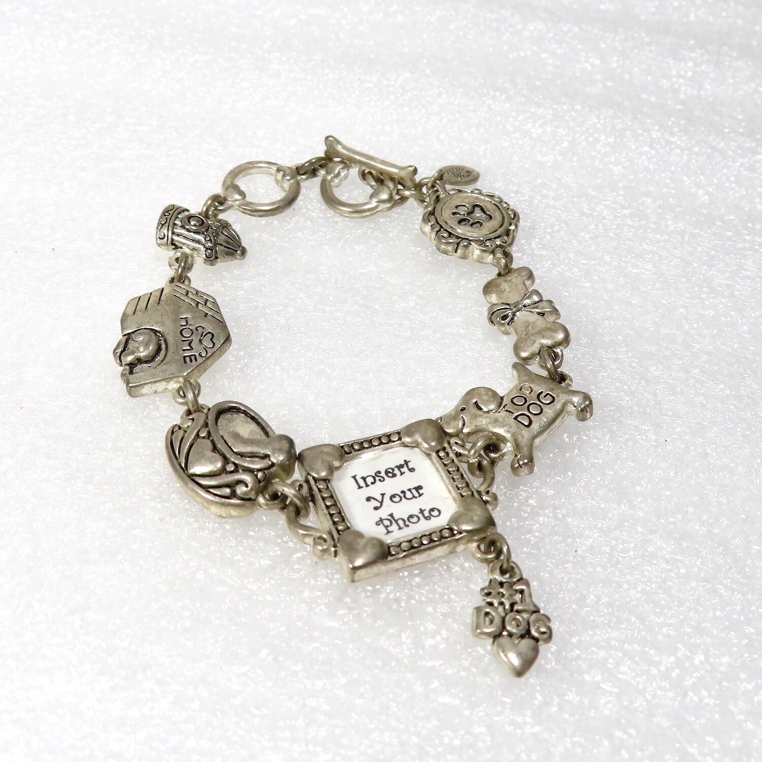 Cookie Lee Dog Photo Bracelet Charm Adjustable Toggle Clasp Silver Plate Dogcore