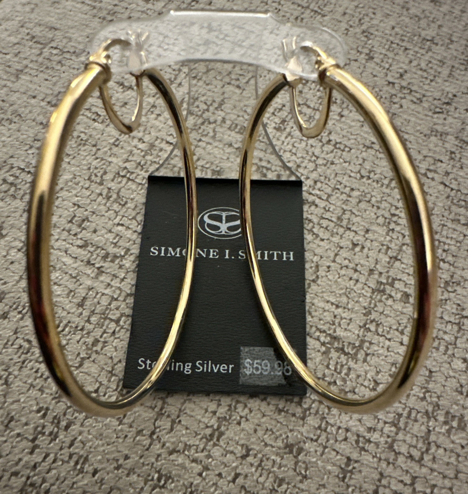 Simone L Smith Sterling Silver Gold Tone High Polished Large Round Hoop Earrings