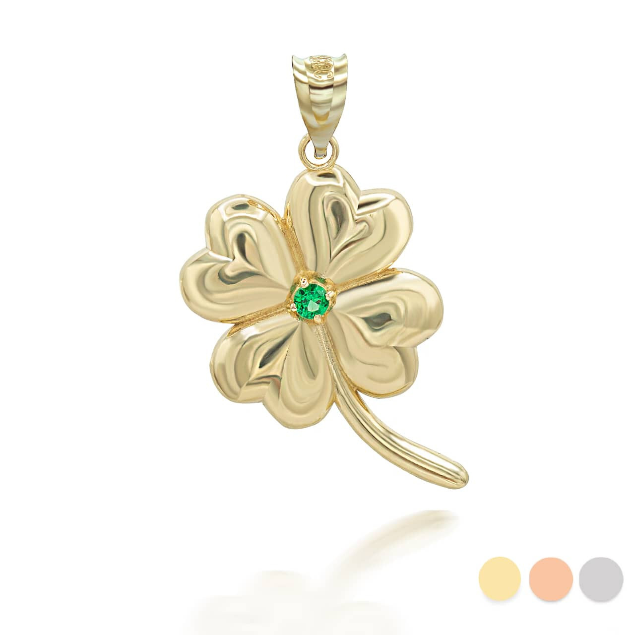 Gold Clover Leaf Pendant Necklace(Available in Yellow/Rose/White)