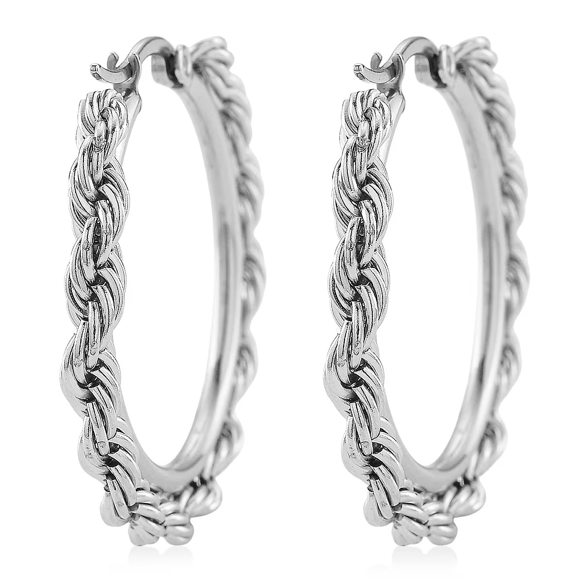 Shop LC Rope Chain Hoop Earrings in Stainless Steel