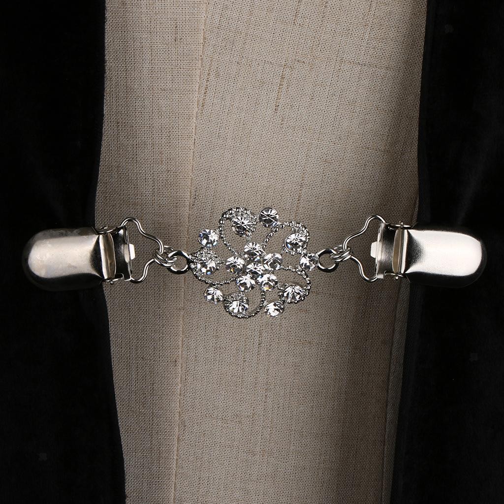 Lady Rhinestone Cardigan Clip Clasp Shawl Blouse Sweater Shirt Collar Holder
