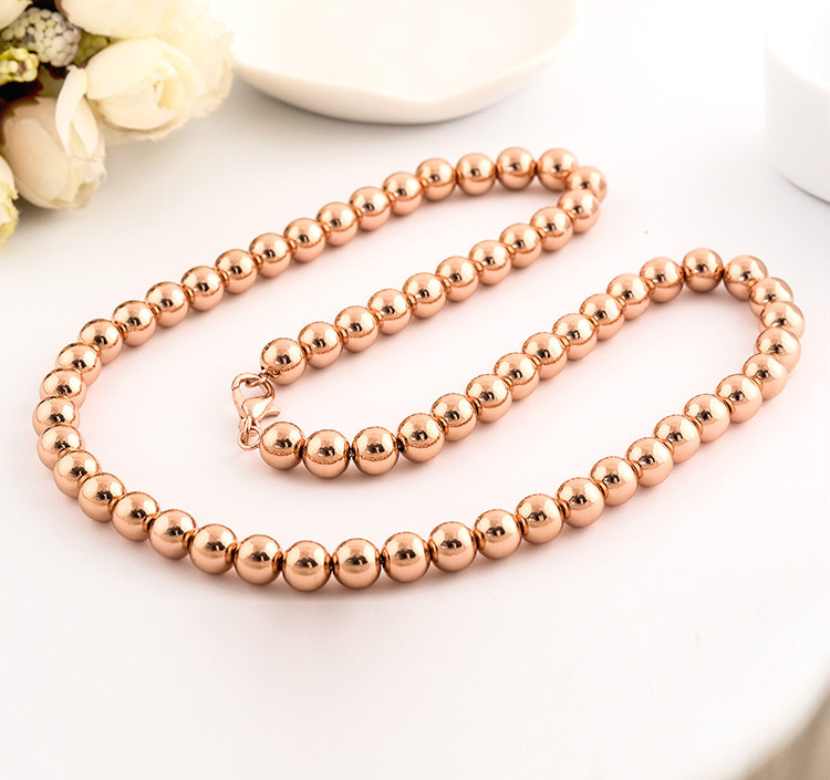 925 Silver Filled / Rose Gold GF Solid Ball Beads Charm Necklace 20″ 4MM – 10MM