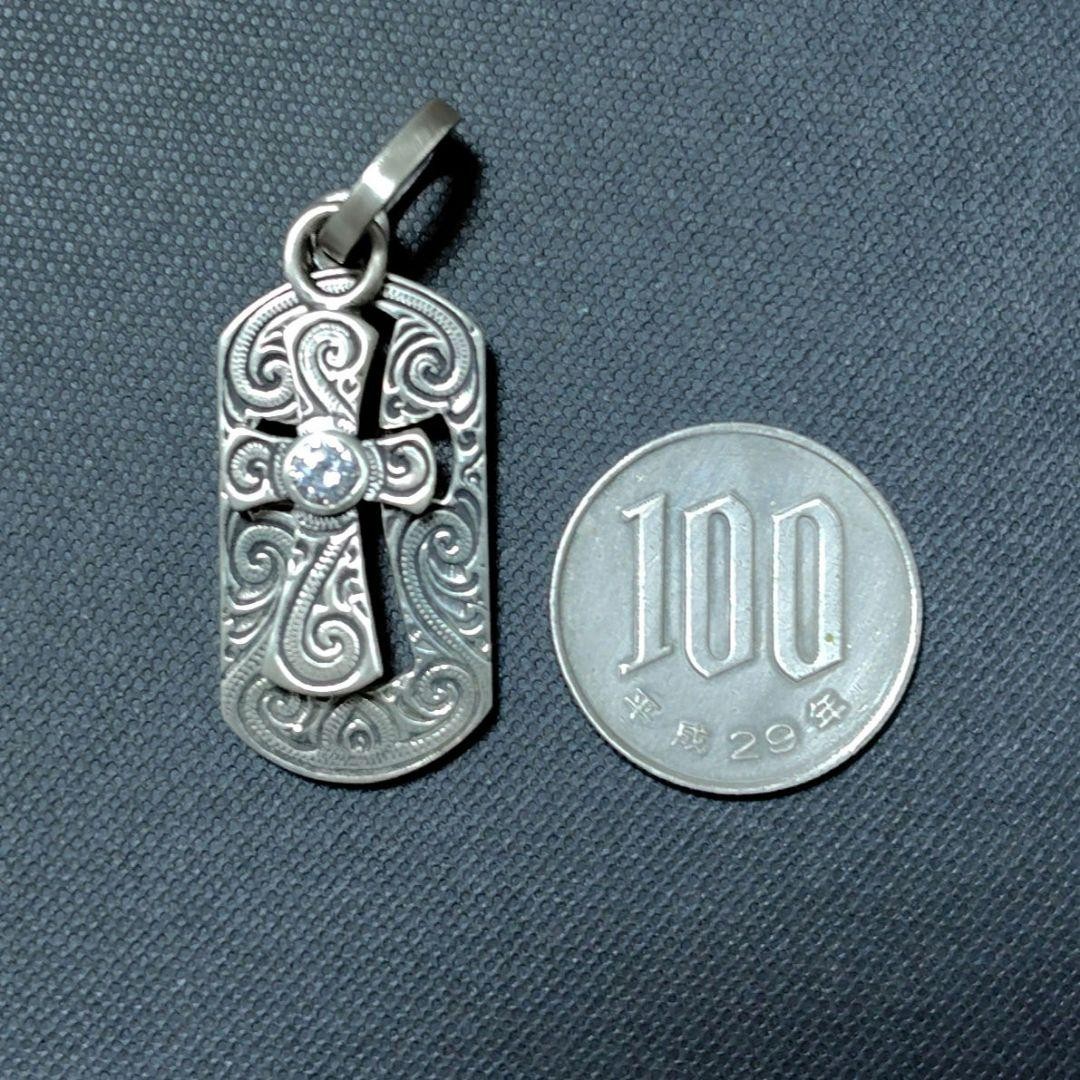 Silver Hawaiian Cross Dog Tag Pendant Used Coated Not Specified