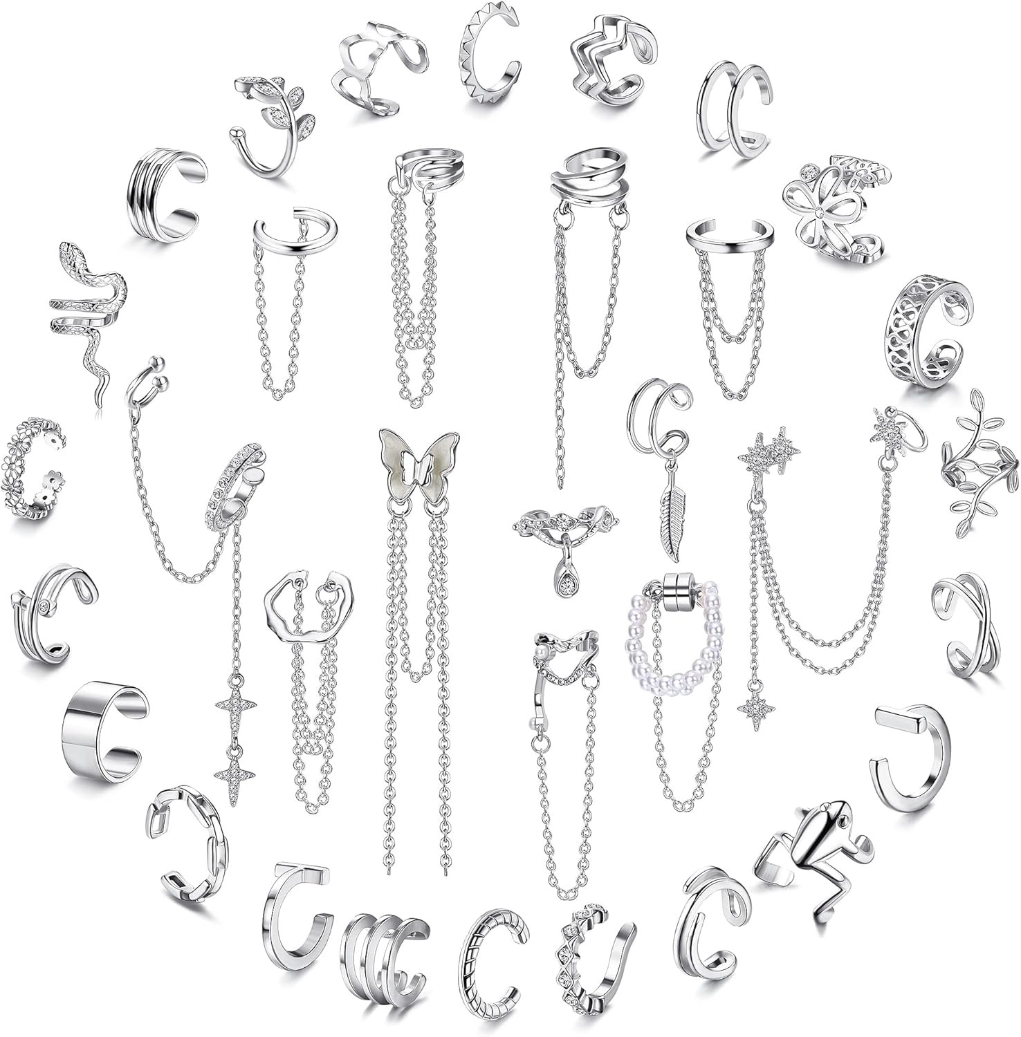 Ear Cuff Earrings Set for Women Adjustable Fake Earring Cuffs Non Piercing Earri