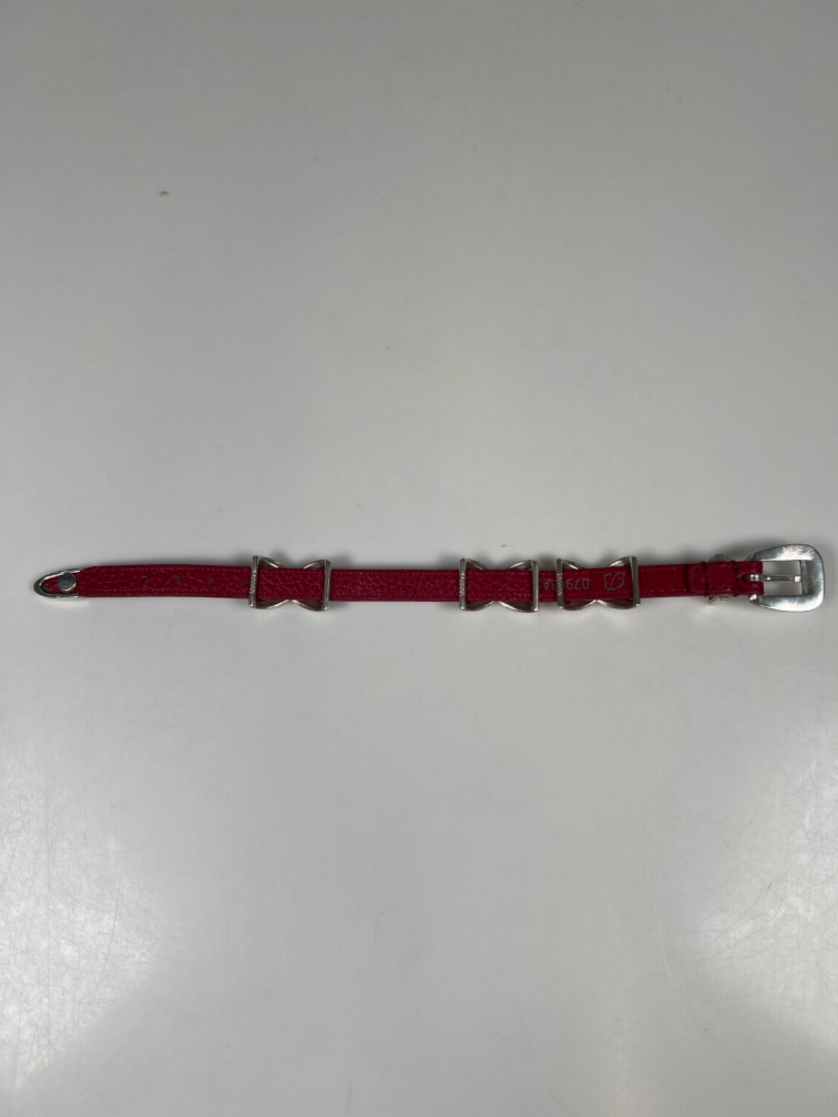 Brighton Women’s Red Leather Kriss Kross Etched Bandit 9in Bracelet