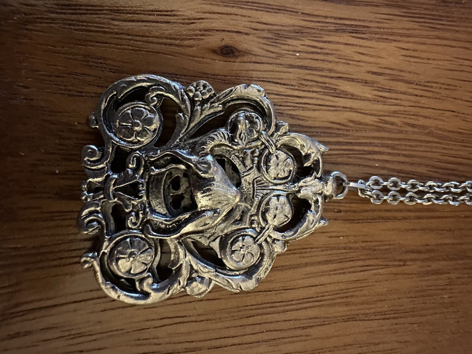 Vintage Hamsa Camel Pendant Double Sided and Chain Necklace