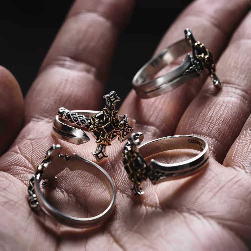 Oxidized Silver Judicator Blade Adjustable Wrap Ring, Christmas Gifts