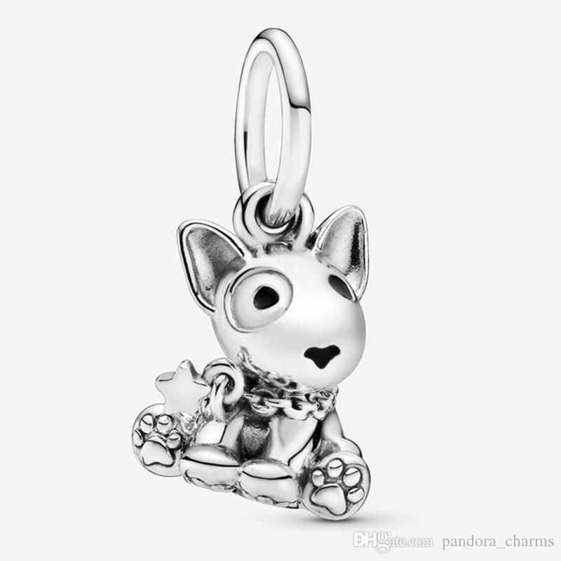 🐶🎯 1 piece European charm – Bull Terrier puppy dog silver dangle – Target dog