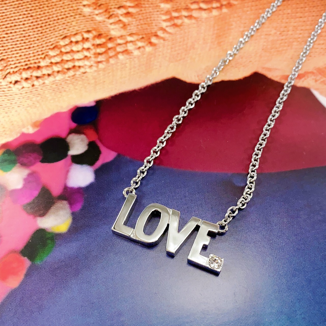 LOVE Letter Necklace stainless steel pendant with white one Crystal By Controse