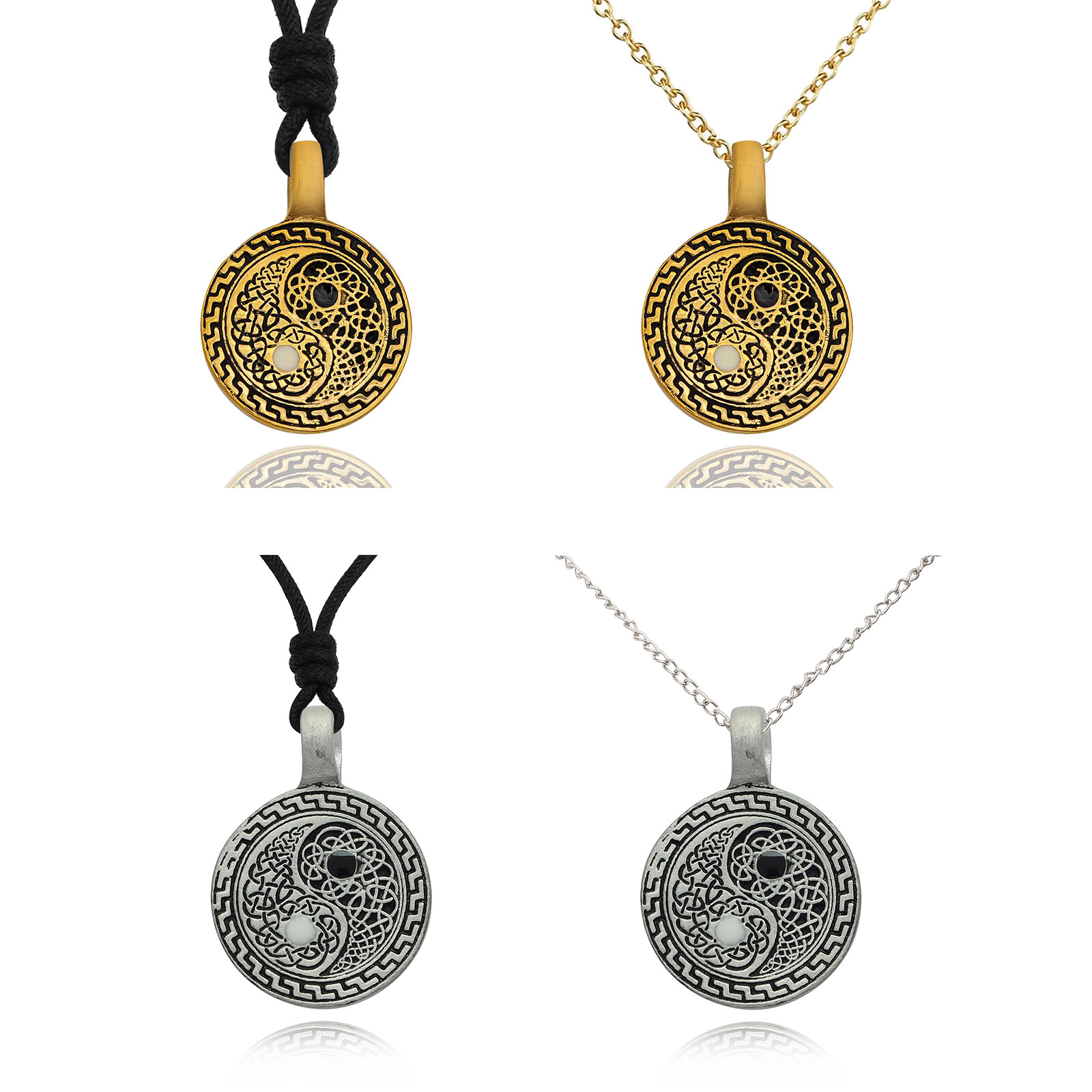Ying Yang Celtic Design Silver Pewter Charm Yin Yang Necklace Pendant Jewelry