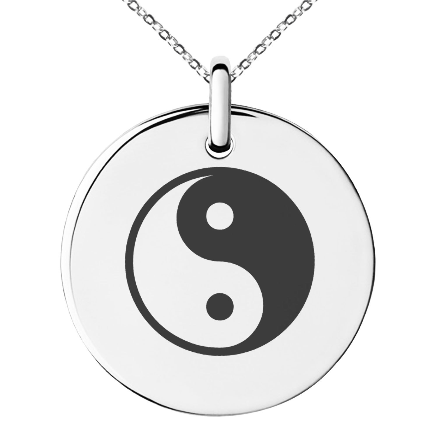 Stainless Steel Yin Yang Symbol Charm Necklace or Keychain