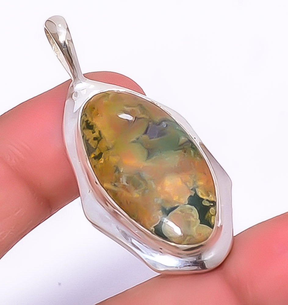 Rainforest Jasper Handmade 925 Silver Plated Pendant 1.76″ P1679-56