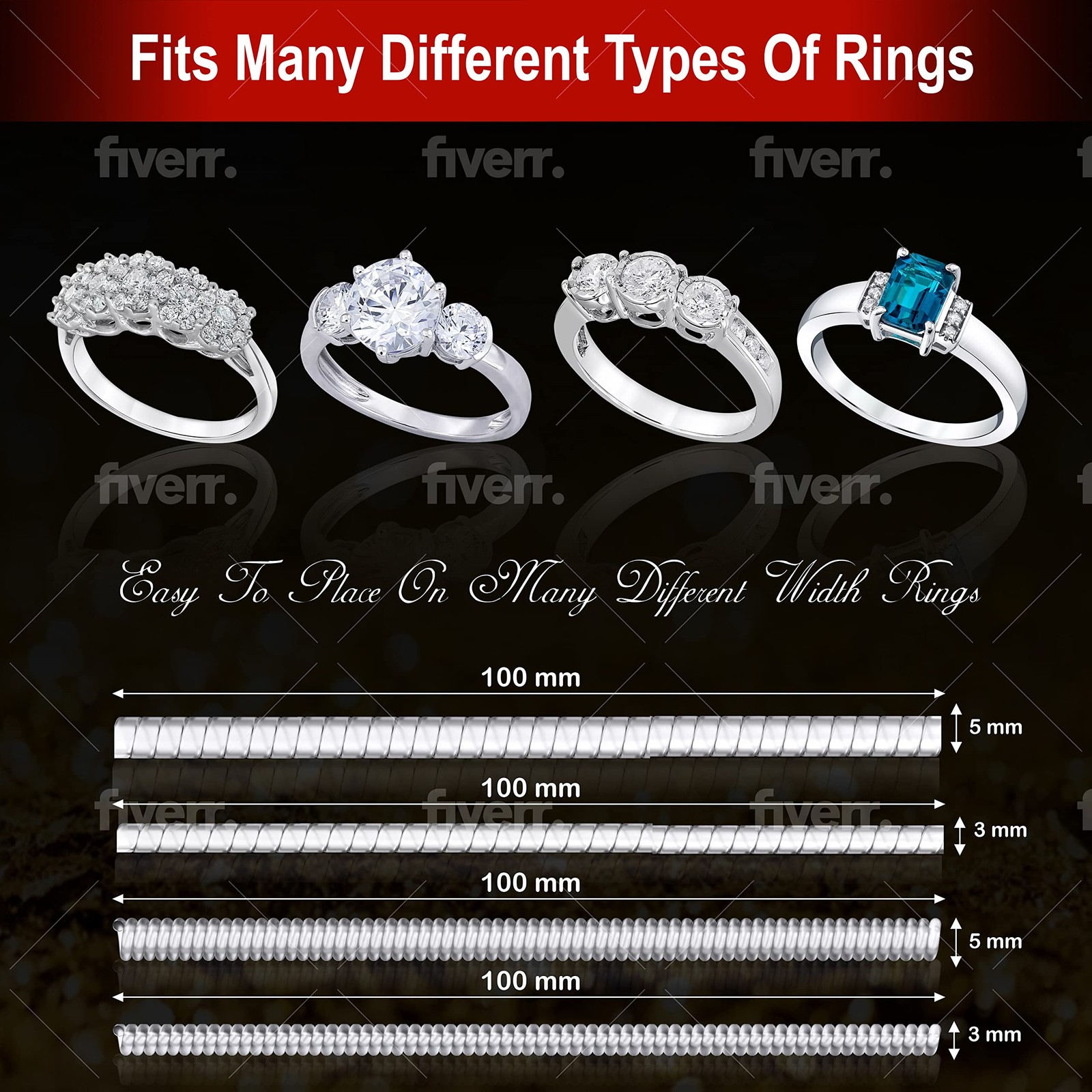 Ring Sizer Adjuster for Loose Rings, 20 Pack | Invisible Silicone Clear