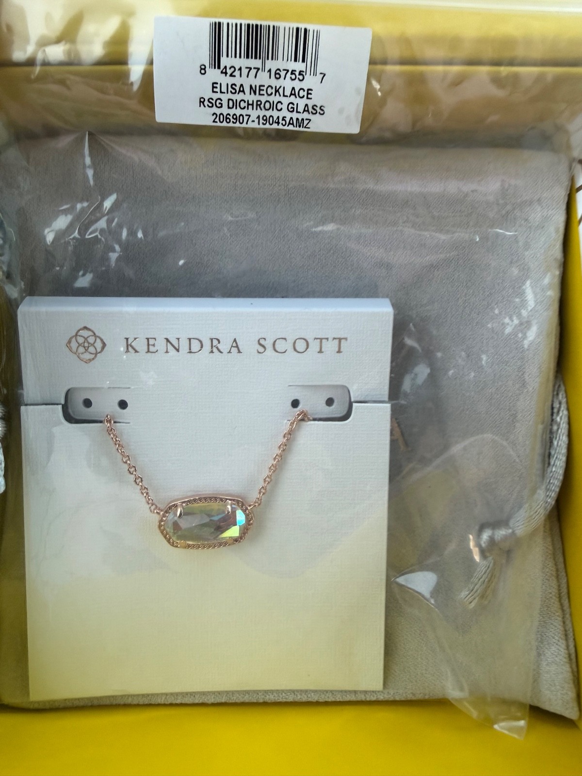 Kendra Scott Elisa Necklace – Iridescent Dichroic Stone with Rose Gold Chain