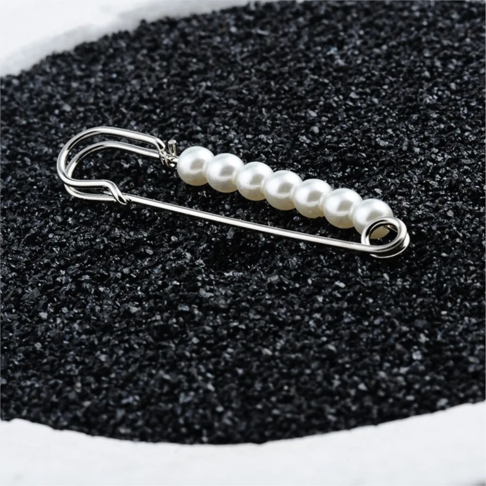 10Pcs Faux Pearl Brooch Pins Decorative Safety Pins Pants Clips Large Shawl Pins