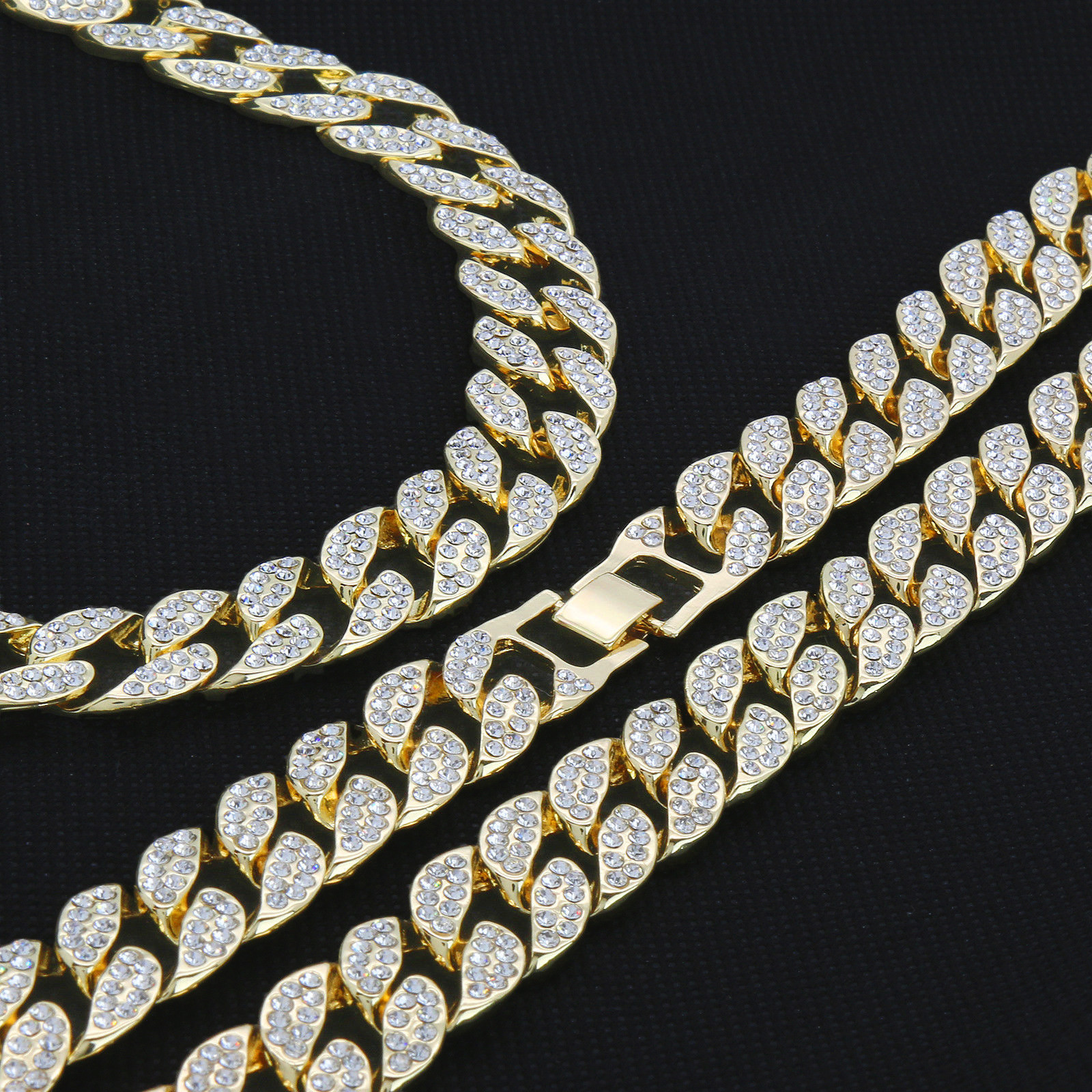 Mens 14k Gold Plated Cross 18″ Cubic-Zirconia Cuban & 24″ Tennis Chain Bad Bunny
