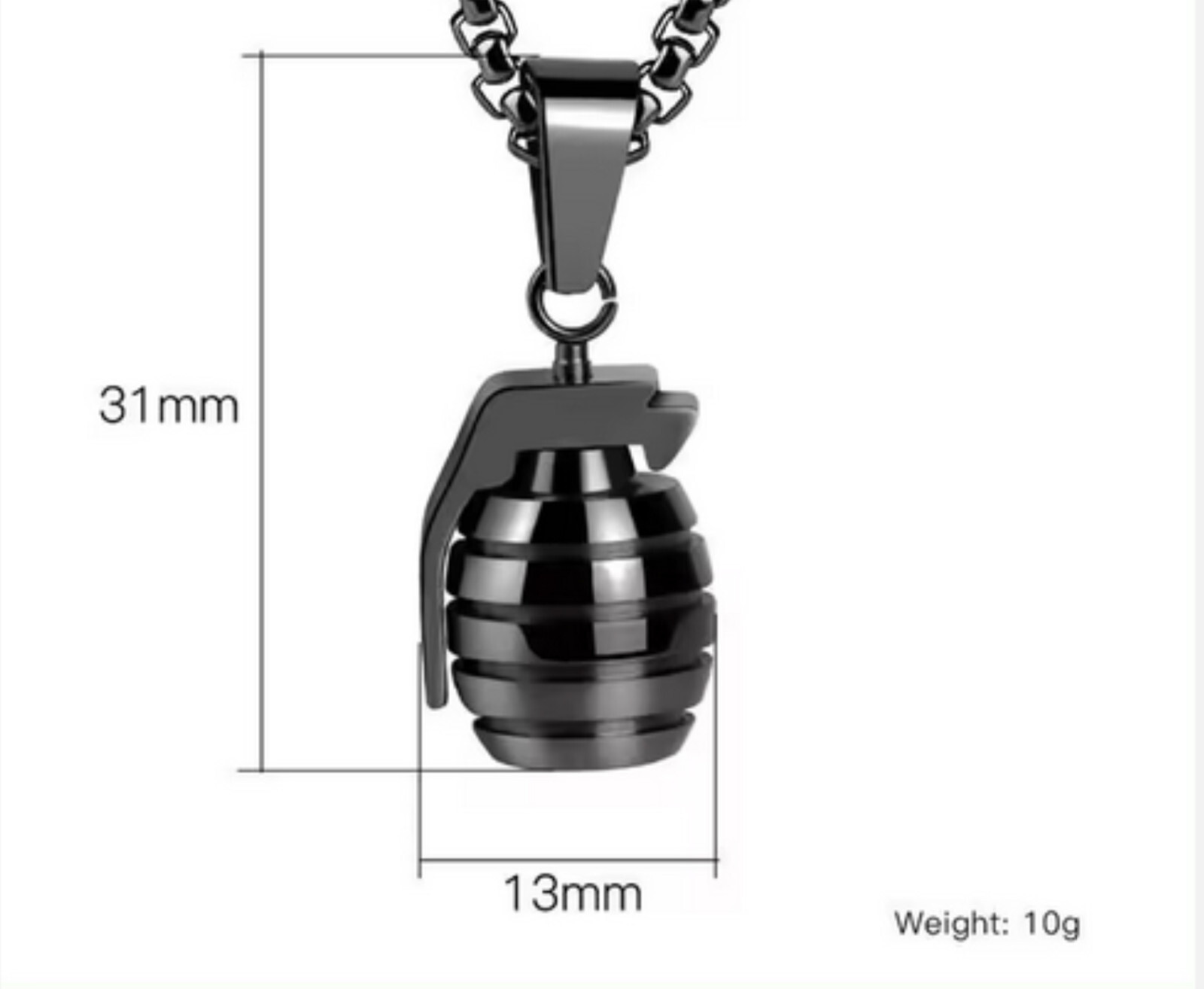 Men’s 22″ Stainless-Steel Gold Necklace Grenade Mini Pendant