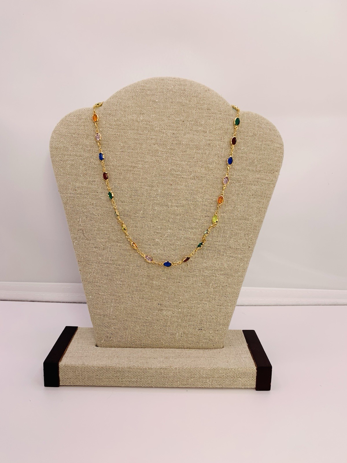 15.2” Long,18K Gold Filled 5.07 Gram, 4.9mm Wide Stone Necklace (#SN1)