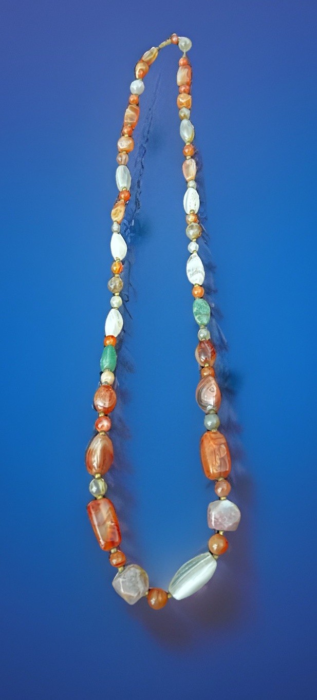Necklace Long Chunky Artisan Boho Statement Jewelry 32in Agate Stone Beaded
